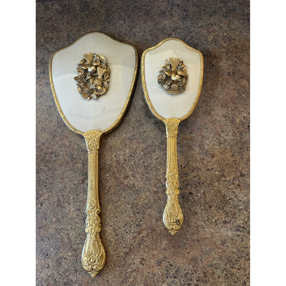 Vintage Matson Gold-Plated Hollywood Regency Vanity Set Bird Motif
